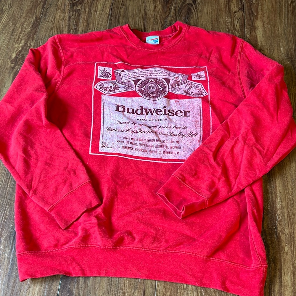 Red Budweiser crew neck